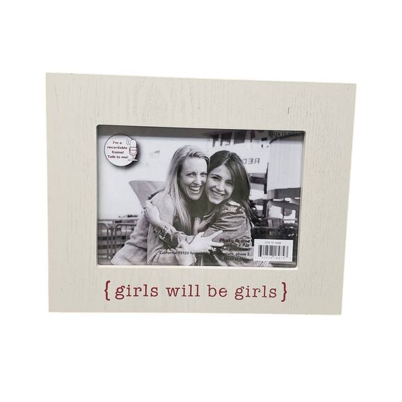 Girls Will Be Girls Light Wooden Recordable Picture Frame Fits 5 x 7 Pictures - Picture 1 of 10